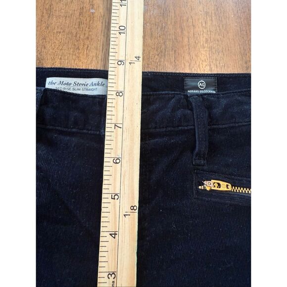 Adriano Goldschmied Pants Womens 28R Black Cords Moto Stevie Ankle Slim Straight - Picture 6 of 7